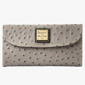 Dooney & Bourke Grey Ostrich Continental Clutch Wallet